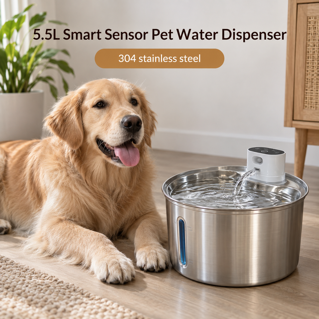 PureFlow™ Wireless Pet Water Fountain – Stainless Steel