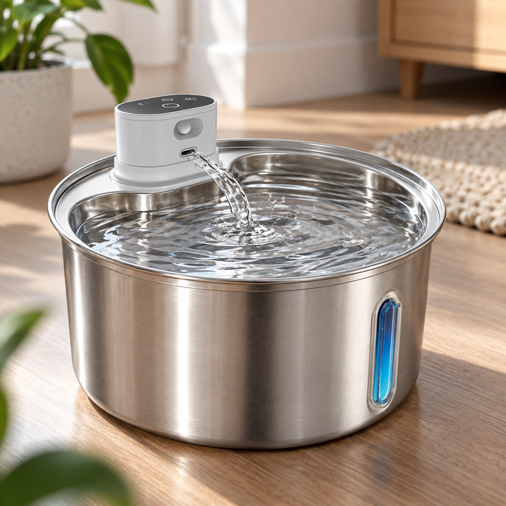 PureFlow™ Wireless Pet Water Fountain – Stainless Steel